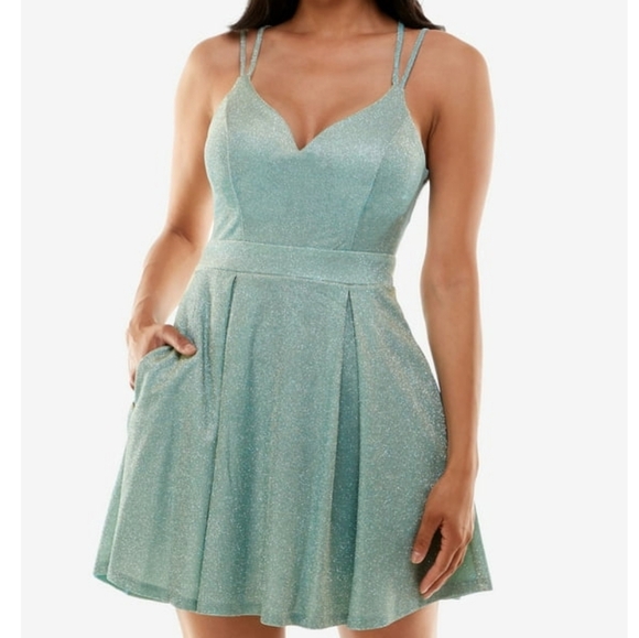 B Darlin Dresses & Skirts - B. DARLIN Juniors Womens Glitter Mini Cocktail and Party Dress turquoise sz 7/8